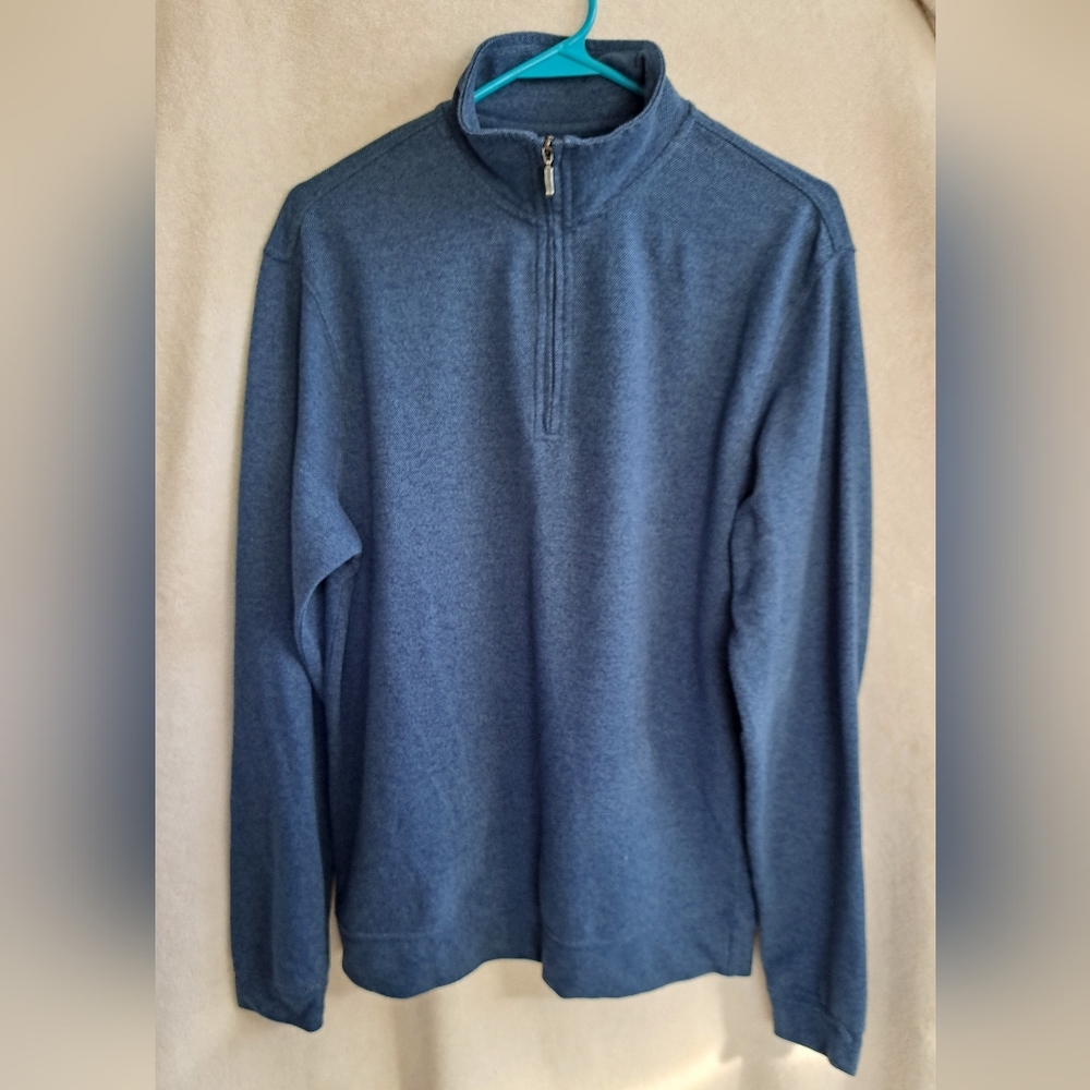 Men's Haggar Clothing Blue Pullover Quarter Zipper Sweater